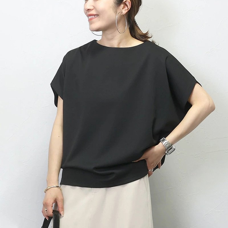 2026年新作日本夏用バットスリーブTシャツ レディース 小柄向け シンプル無地 ゆったりトップス