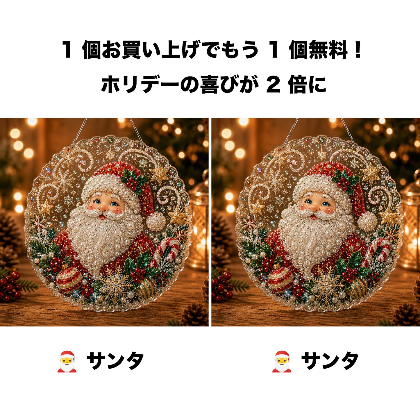 🎄【1 個お買い上げでもう 1 個無料プレゼント】✨クリスマスパールダイヤアート飾りキット 高級フロッキーキャンバス 傷つきにくく色あせないパールビーズ付き 手作り DIY クリスマス吊り飾り 🎅💎
