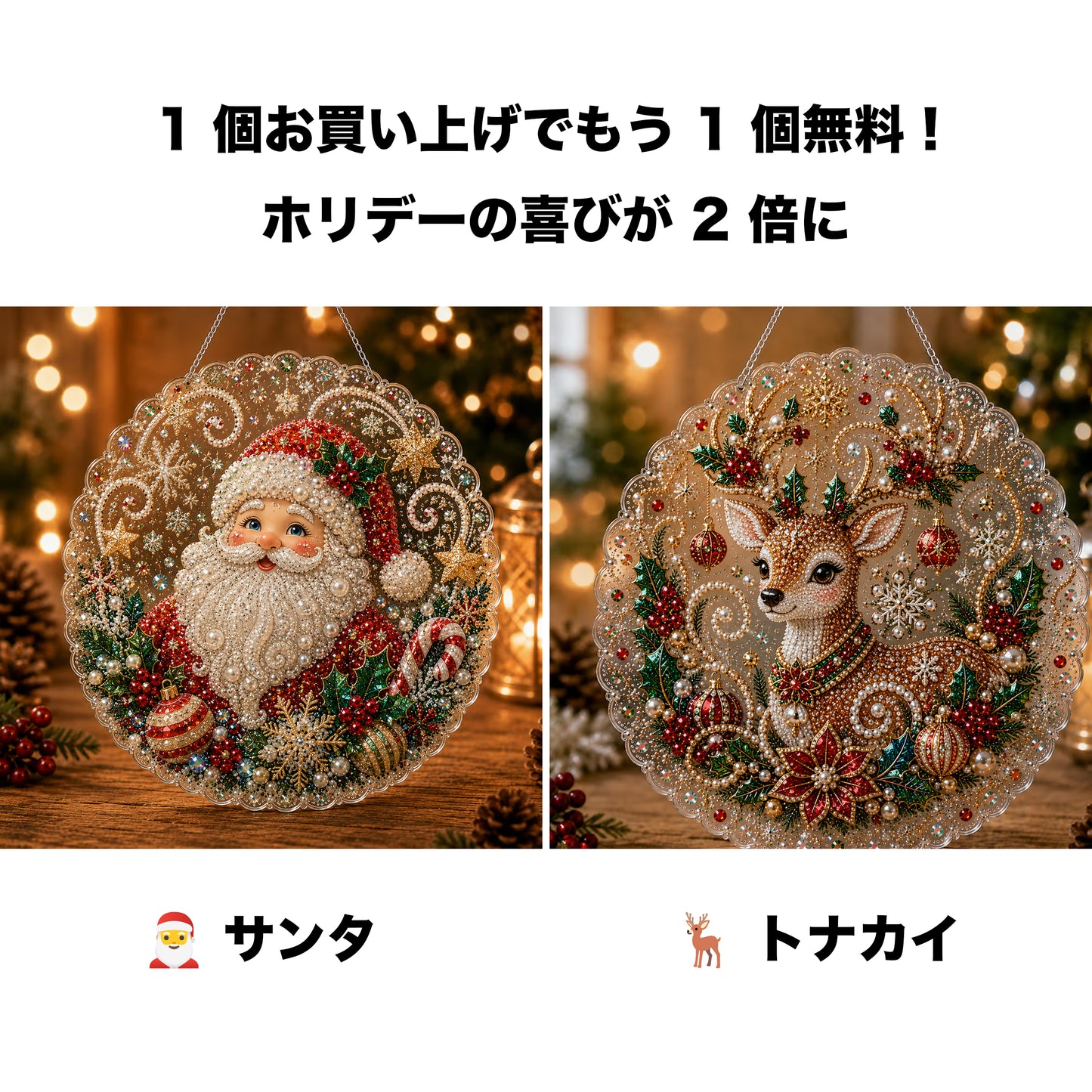 🎄【1 個お買い上げでもう 1 個無料プレゼント】✨クリスマスパールダイヤアート飾りキット 高級フロッキーキャンバス 傷つきにくく色あせないパールビーズ付き 手作り DIY クリスマス吊り飾り 🎅💎