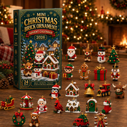 ⏳あと 1 日限定 49% OFF 🎄24 日間ミニクリスマスオーナメント アドベントカレンダー｜24 種類のユニークな組み立て式ホリデー飾り、吊りループ付き。クリスマスツリー、リース、ホリデーディスプレイに最適🧱