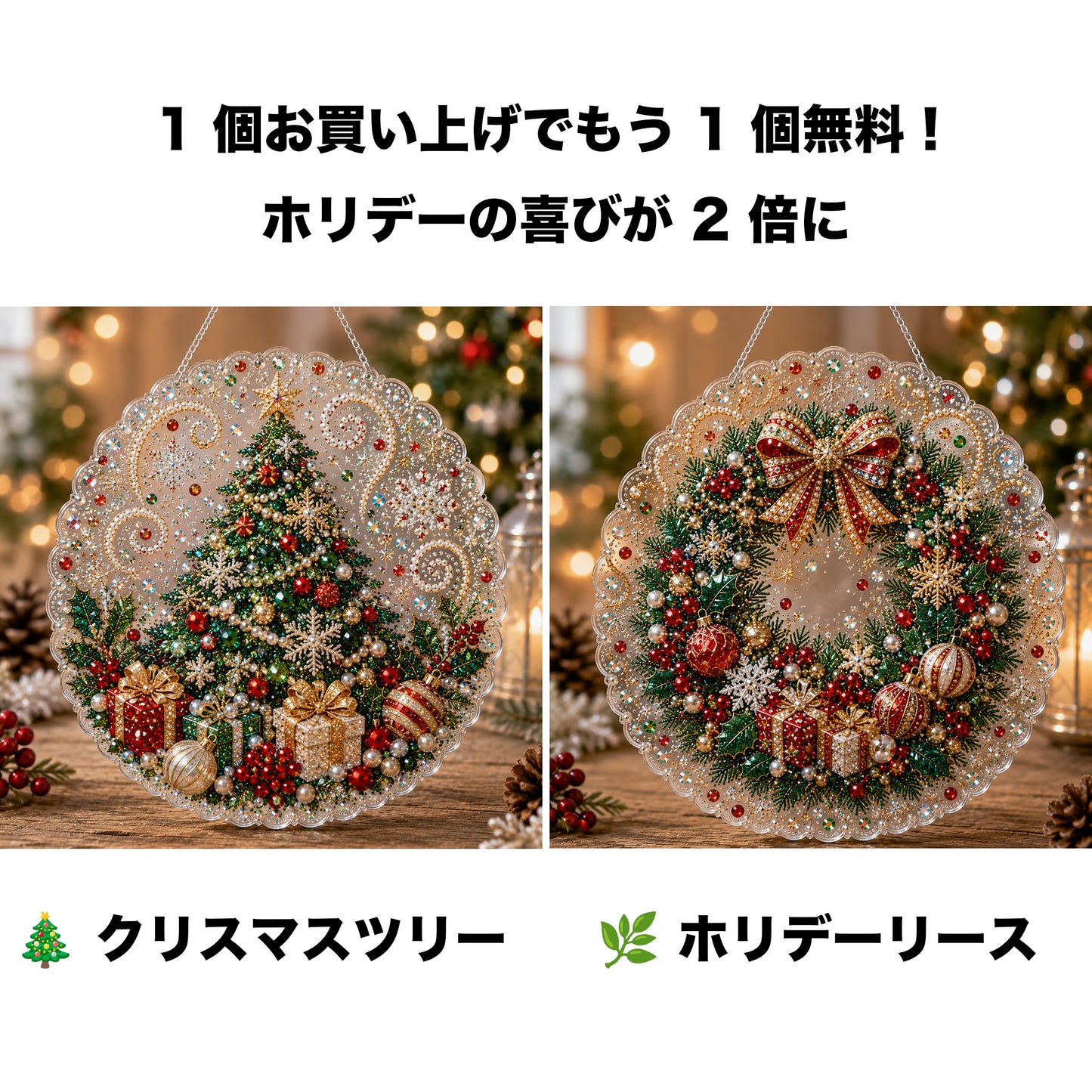 🎄【1 個お買い上げでもう 1 個無料プレゼント】✨クリスマスパールダイヤアート飾りキット 高級フロッキーキャンバス 傷つきにくく色あせないパールビーズ付き 手作り DIY クリスマス吊り飾り 🎅💎
