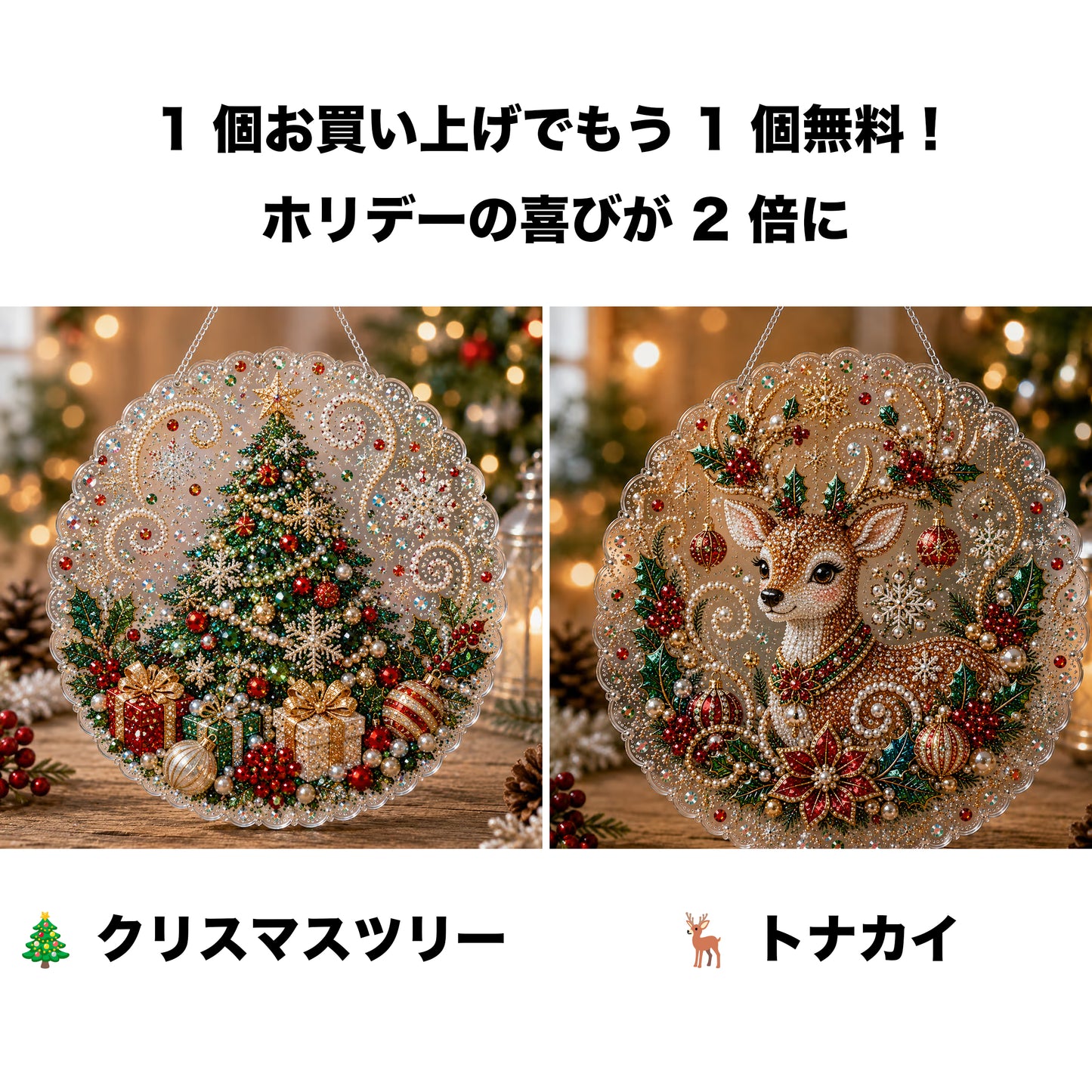 🎄【1 個お買い上げでもう 1 個無料プレゼント】✨クリスマスパールダイヤアート飾りキット 高級フロッキーキャンバス 傷つきにくく色あせないパールビーズ付き 手作り DIY クリスマス吊り飾り 🎅💎