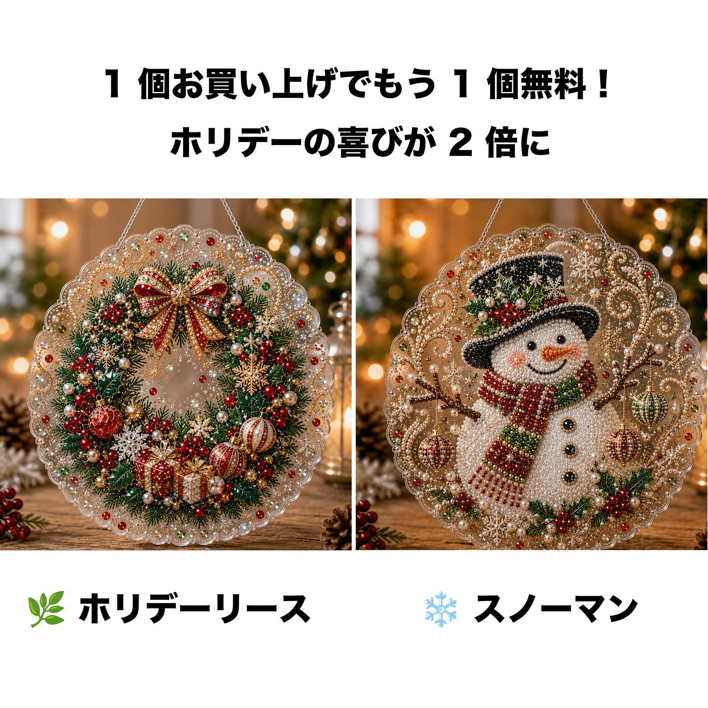 🎄【1 個お買い上げでもう 1 個無料プレゼント】✨クリスマスパールダイヤアート飾りキット 高級フロッキーキャンバス 傷つきにくく色あせないパールビーズ付き 手作り DIY クリスマス吊り飾り 🎅💎