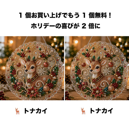 🎄【1 個お買い上げでもう 1 個無料プレゼント】✨クリスマスパールダイヤアート飾りキット 高級フロッキーキャンバス 傷つきにくく色あせないパールビーズ付き 手作り DIY クリスマス吊り飾り 🎅💎