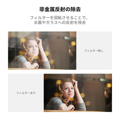52mm プロフェッショナル携帯電話カメラクリップ、すべてのスマートフォン用 アルミニウム合金スレッド (丸穴, CPLフィルター付き)