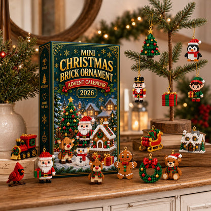 ⏳あと 1 日限定 49% OFF 🎄24 日間ミニクリスマスオーナメント アドベントカレンダー｜24 種類のユニークな組み立て式ホリデー飾り、吊りループ付き。クリスマスツリー、リース、ホリデーディスプレイに最適🧱
