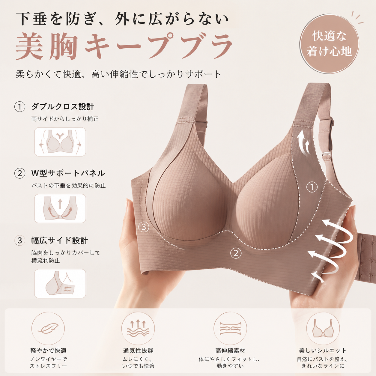 ✅ 1 個お買い上げ＝もう 1 個プレゼント！買一送一キャンペーン【バストアップ・谷間メイク】ノンワイヤーブラジャー 盛れるブラ 脇高補正 脇肉寄せ 締め付けない 小胸におすすめ 昼夜兼用インナー