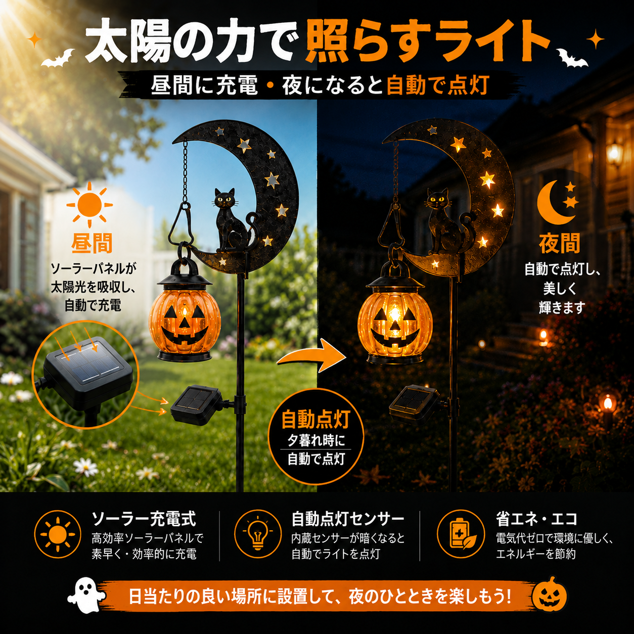 🎃ハロウィン先行予約セール｜カボチャムーンガーデンステークライトが 49% オフ