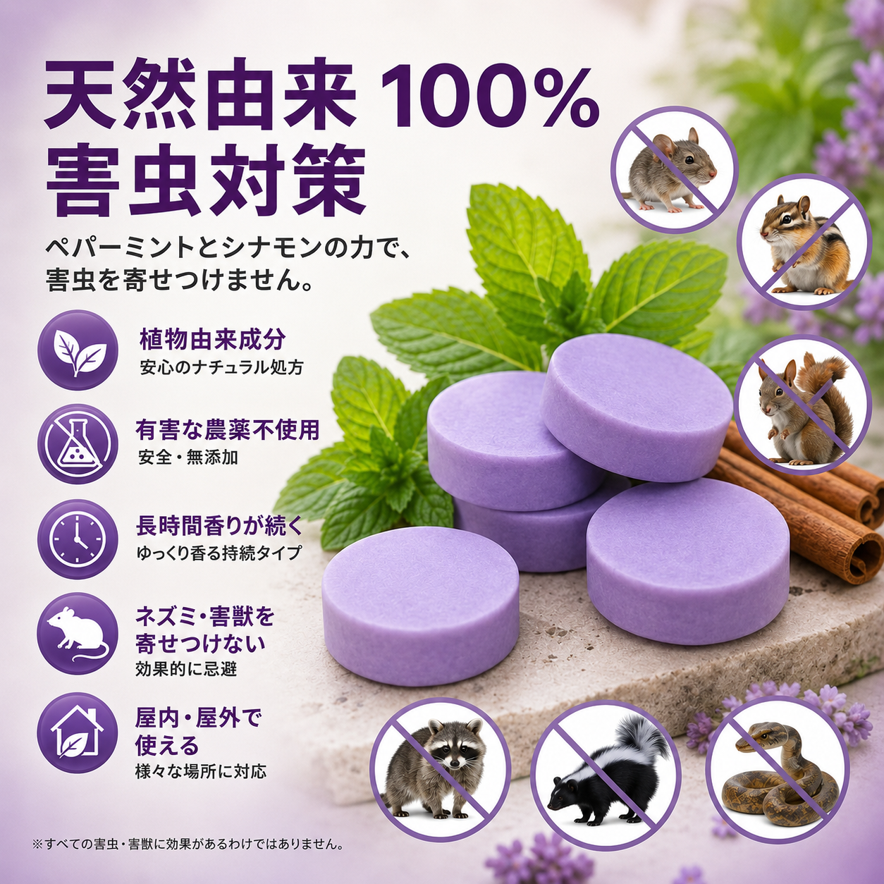 1 個ご購入で 1 個プレゼント ✅ 顧客満足 10,000 名以上 🐭 天然ペパーミント＆シナモン配合 害虫・ネズミ忌避パック 🕷️🐍