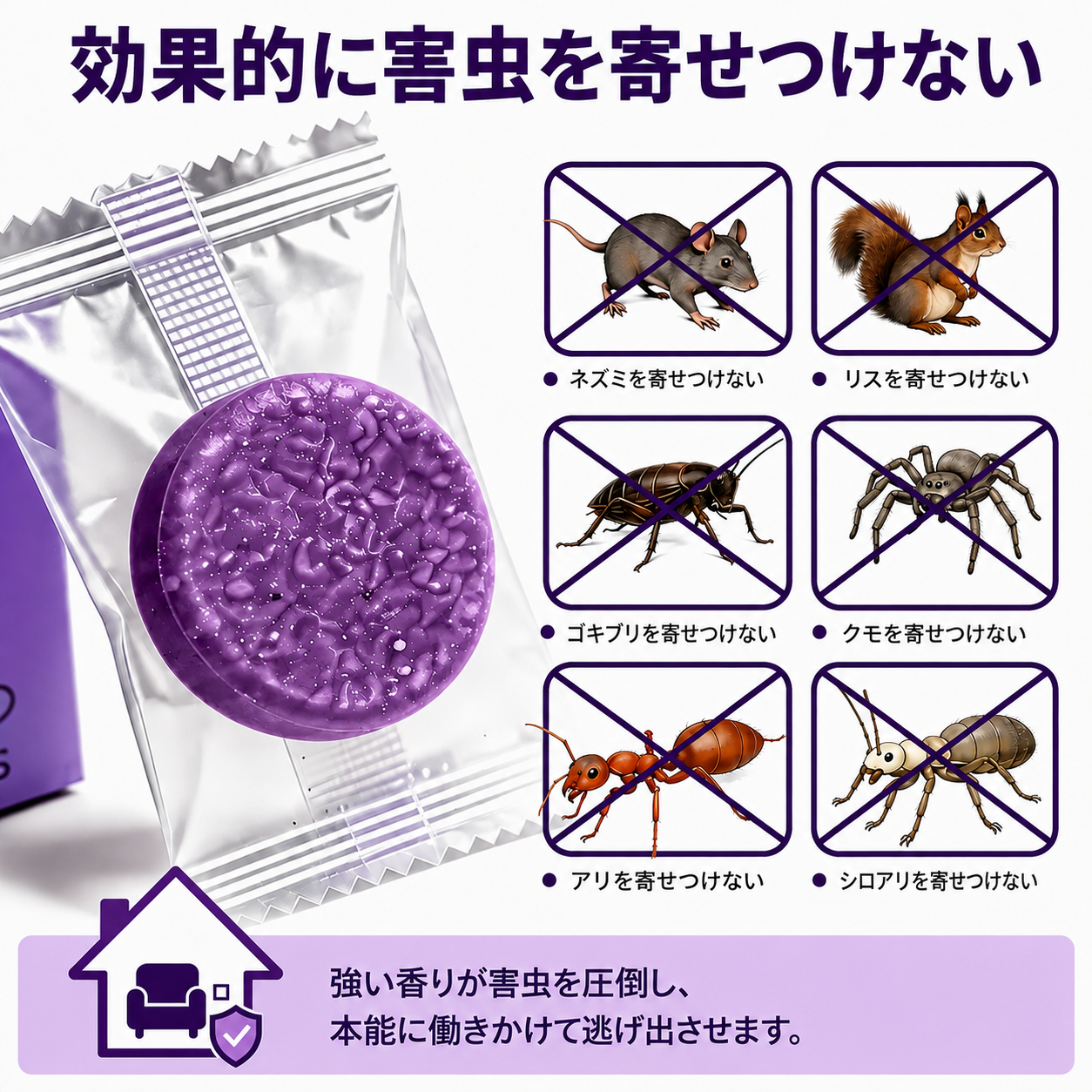 1 個ご購入で 1 個プレゼント ✅ 顧客満足 10,000 名以上 🐭 天然ペパーミント＆シナモン配合 害虫・ネズミ忌避パック 🕷️🐍