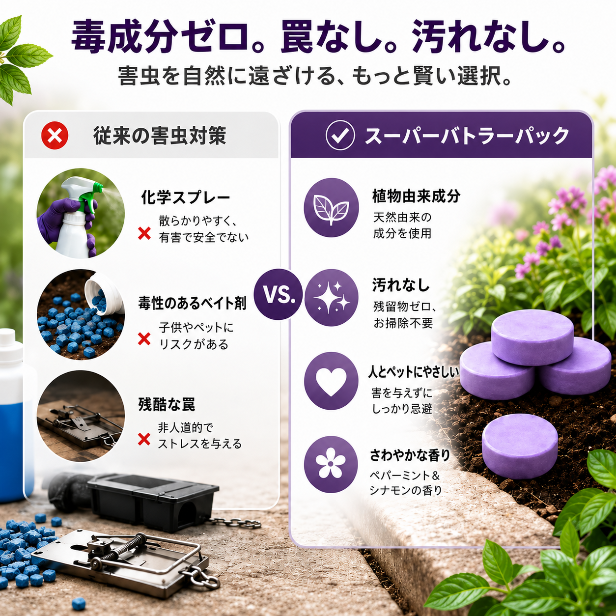 1 個ご購入で 1 個プレゼント ✅ 顧客満足 10,000 名以上 🐭 天然ペパーミント＆シナモン配合 害虫・ネズミ忌避パック 🕷️🐍