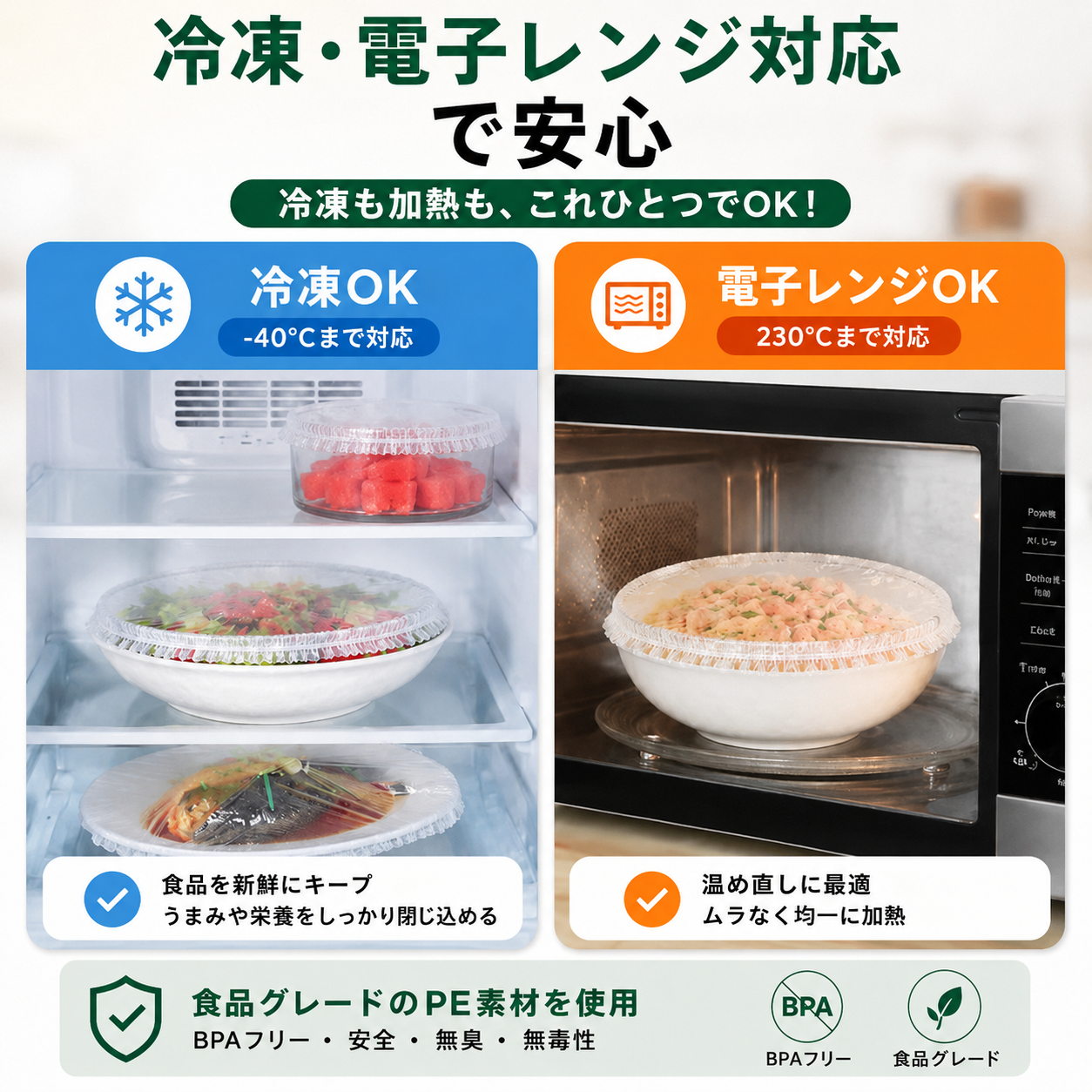 100 枚入り 使い捨てストレッチ食品カバー ボウル・お皿用