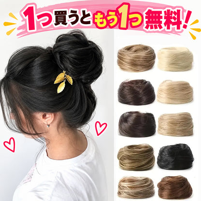 1 個お買い上げでもう 1 個無料プレゼント✨💇‍♀️女性用 人工毛メッシーバンヘアピース カールアップスクランチーエクステンション｜ボリューム・トップの高さをすぐ演出