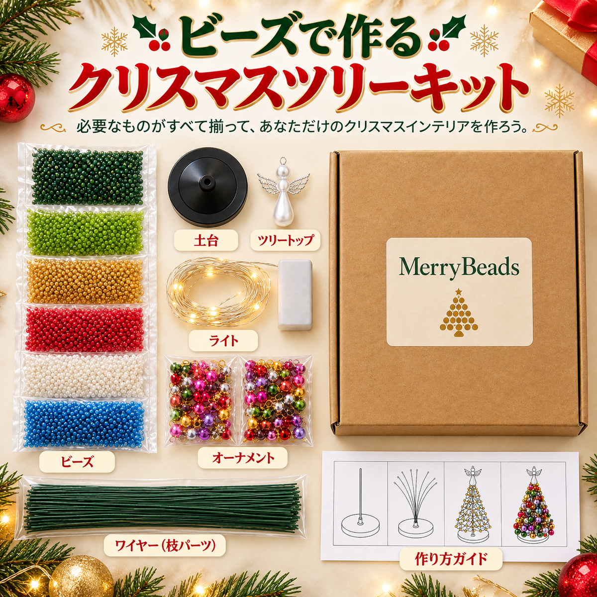 ビーズ製クリスマスツリー手作りキット