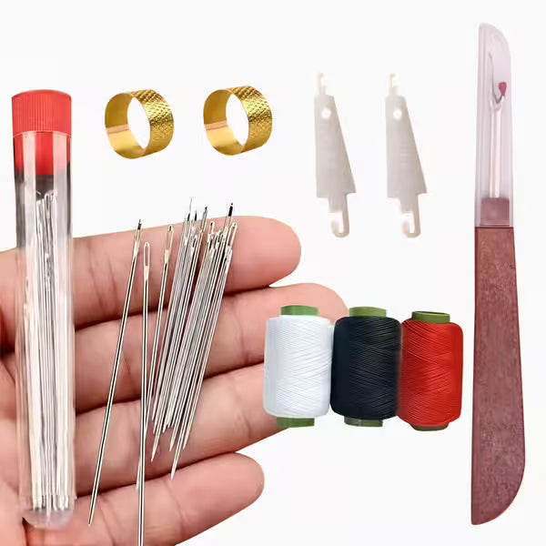 🧵34本の大きな目スチール針セット✨長くて細い手作りキルティング＆縫い針キット、DIY縫製プロジェクト用