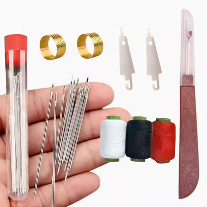 🧵34本の大きな目スチール針セット✨長くて細い手作りキルティング＆縫い針キット、DIY縫製プロジェクト用