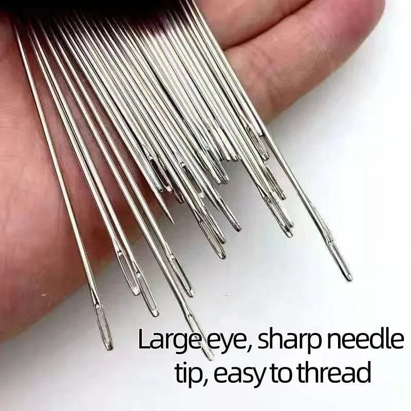 🧵34本の大きな目スチール針セット✨長くて細い手作りキルティング＆縫い針キット、DIY縫製プロジェクト用