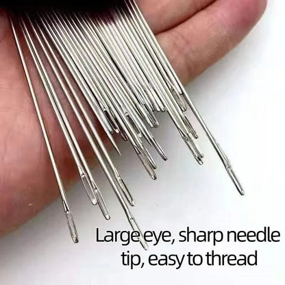 🧵34本の大きな目スチール針セット✨長くて細い手作りキルティング＆縫い針キット、DIY縫製プロジェクト用
