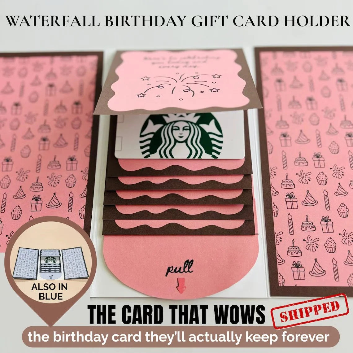 🎂✨ 手作りの滝の誕生日ギフトカードブックレット💖