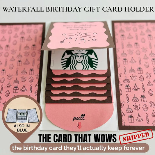 🎂✨ 手作りの滝の誕生日ギフトカードブックレット💖