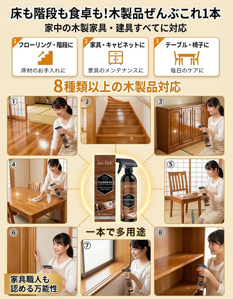 【メーカー直販の赤字覚悟！1本買うと1本】JUE FISHウッドフロアケア剤