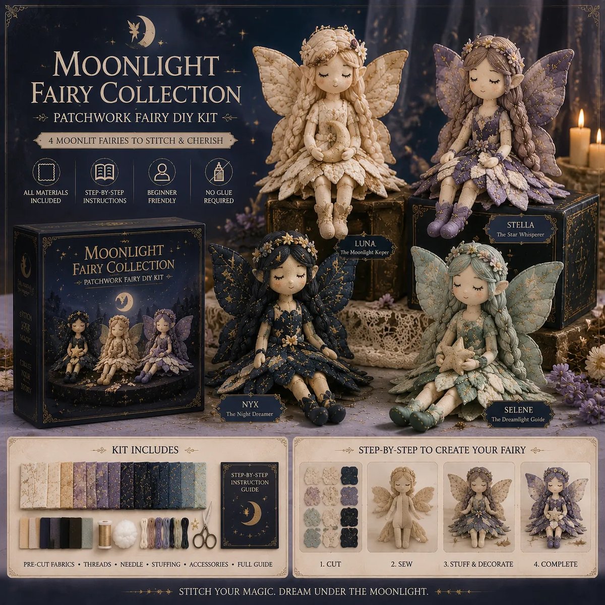 🧚縫って作るおとぎ話 — 手作りパッチワーク妖精ドールコレクション🧵