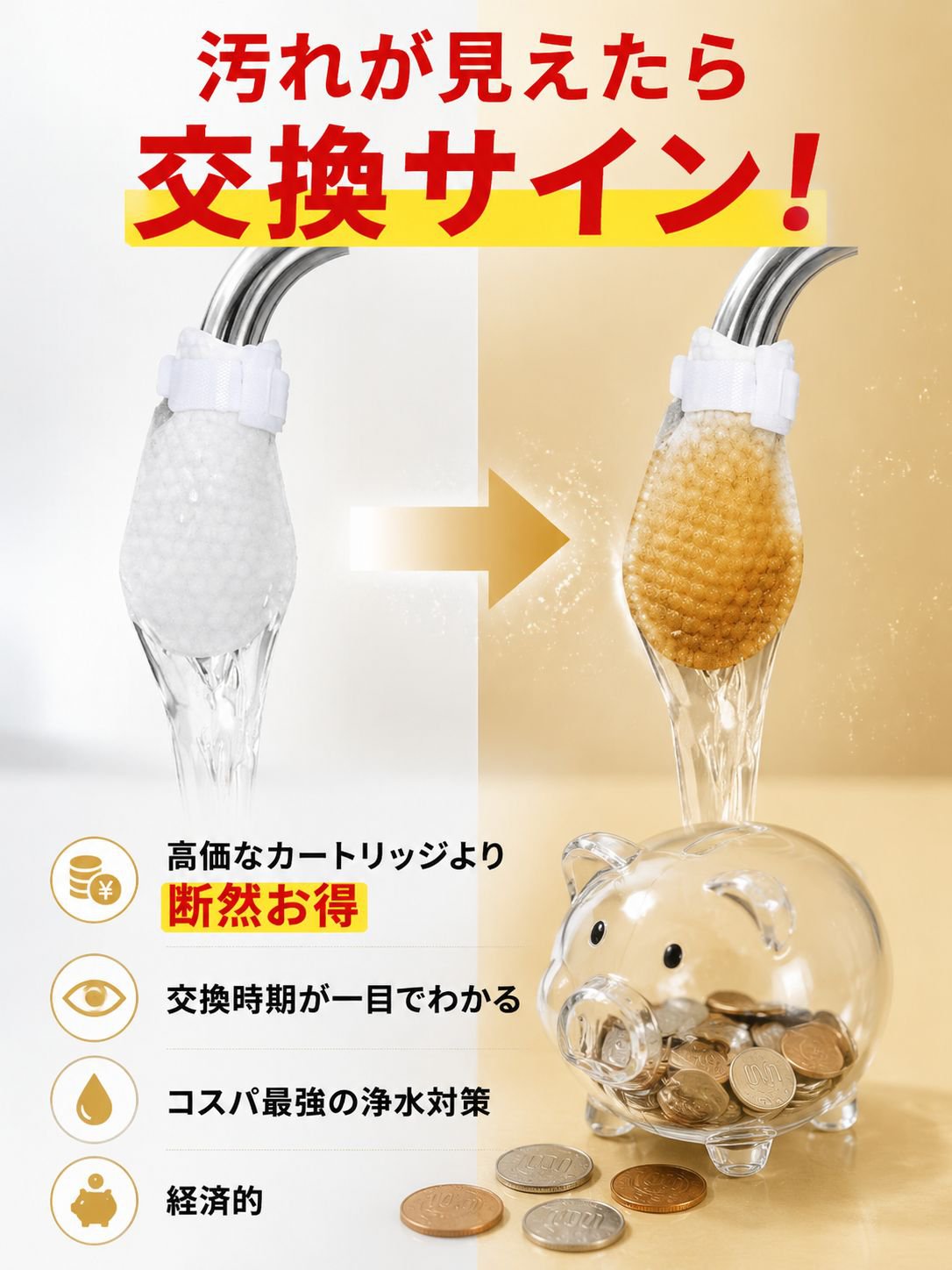 蛇口用浄水フィルターバッグ - 家庭用水道水フィルター（セメント、砂、錆、スケール除去）、キッチン用飛沫防止