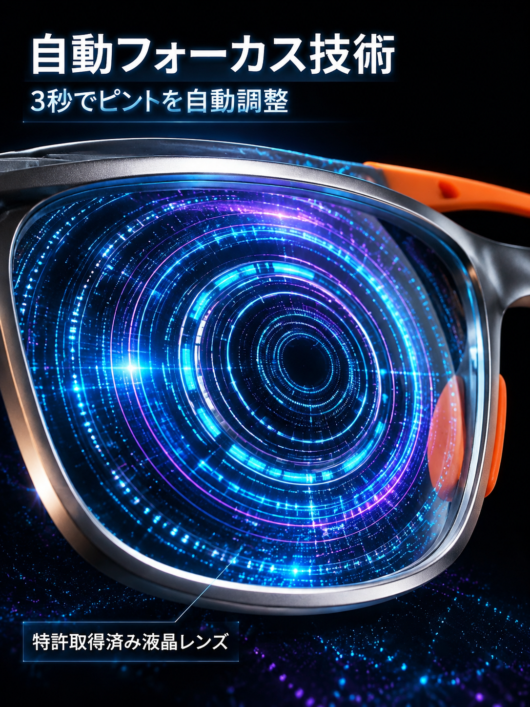 【鯖江製】 遠近両用・自動ピント調節 | 紫外線でサングラスに変身 | 5g超軽量・フチなし