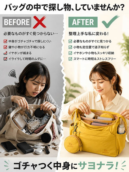 SNSで話題｜仕切り付きでスッキリ収納できる大容量トートバッグ