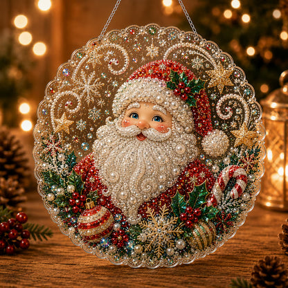 🎄【1 個お買い上げでもう 1 個無料プレゼント】✨クリスマスパールダイヤアート飾りキット 高級フロッキーキャンバス 傷つきにくく色あせないパールビーズ付き 手作り DIY クリスマス吊り飾り 🎅💎