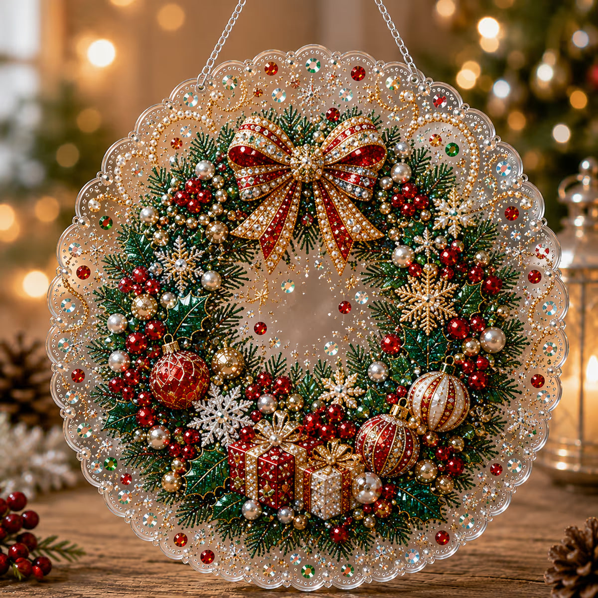 🎄【1 個お買い上げでもう 1 個無料プレゼント】✨クリスマスパールダイヤアート飾りキット 高級フロッキーキャンバス 傷つきにくく色あせないパールビーズ付き 手作り DIY クリスマス吊り飾り 🎅💎