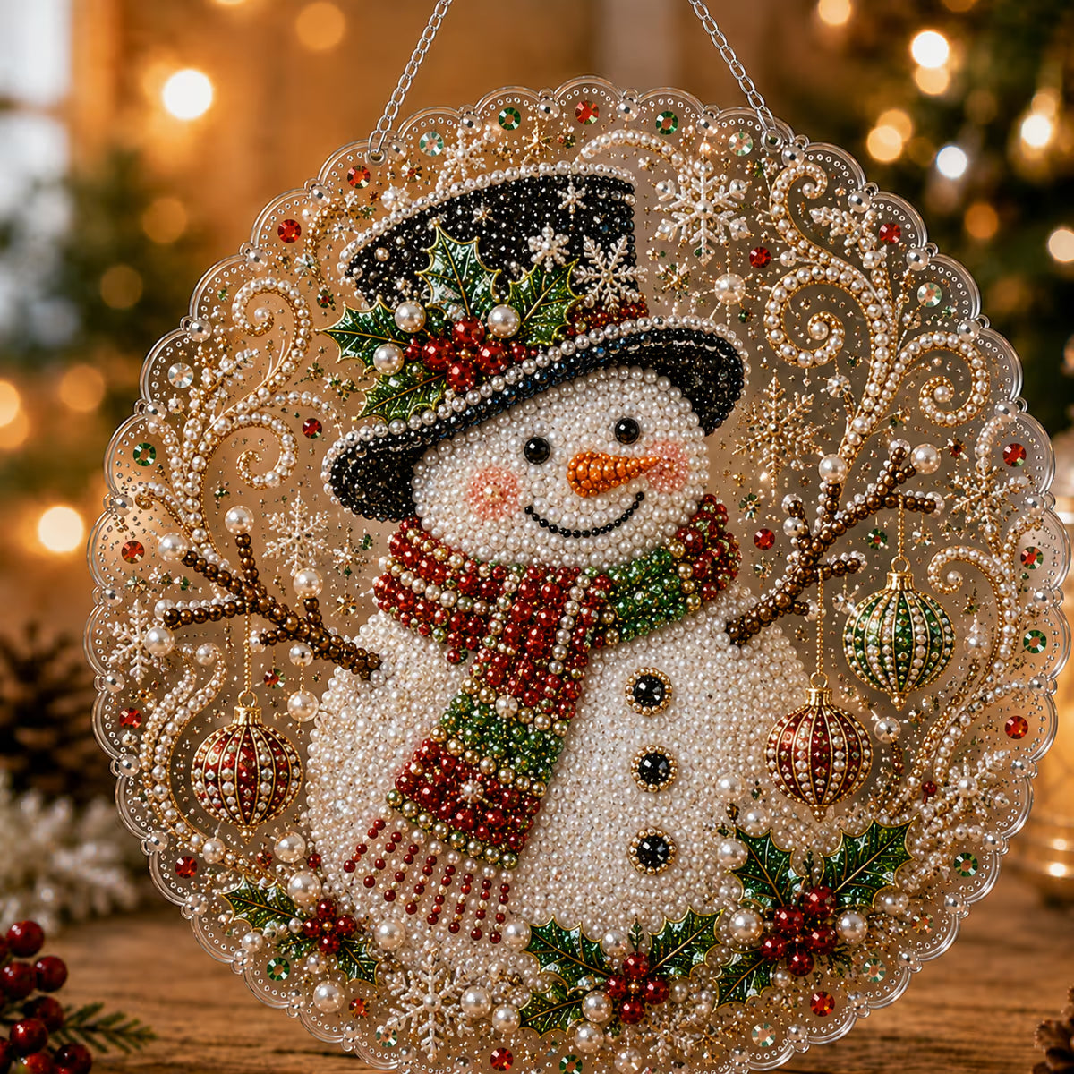 🎄【1 個お買い上げでもう 1 個無料プレゼント】✨クリスマスパールダイヤアート飾りキット 高級フロッキーキャンバス 傷つきにくく色あせないパールビーズ付き 手作り DIY クリスマス吊り飾り 🎅💎