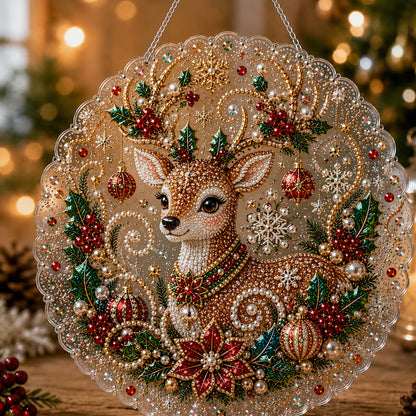🎄【1 個お買い上げでもう 1 個無料プレゼント】✨クリスマスパールダイヤアート飾りキット 高級フロッキーキャンバス 傷つきにくく色あせないパールビーズ付き 手作り DIY クリスマス吊り飾り 🎅💎