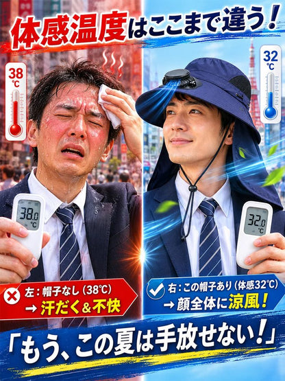 ネックカバー付きソーラーファン搭載UVカットサンハット