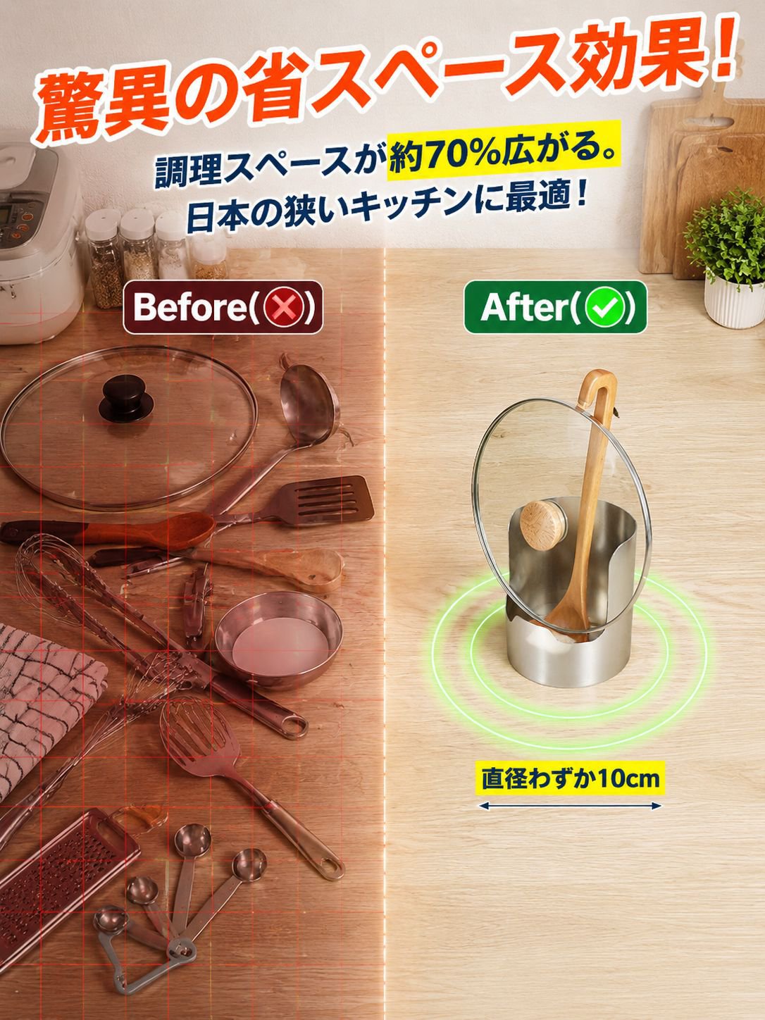 【調理台を汚さない】多機能ステンレス鍋蓋・お玉スタンド | レシピ立て 食洗機対応 箸置き 菜箸トレイ 錆びにくい コンパクト