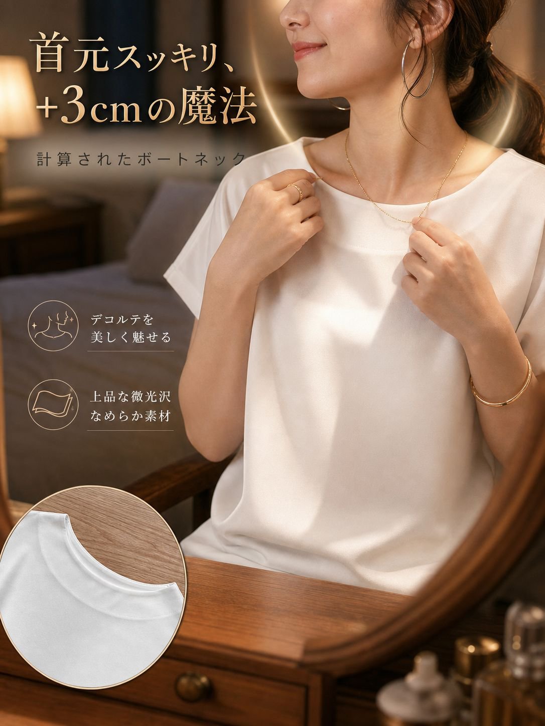 2026年新作日本夏用バットスリーブTシャツ レディース 小柄向け シンプル無地 ゆったりトップス