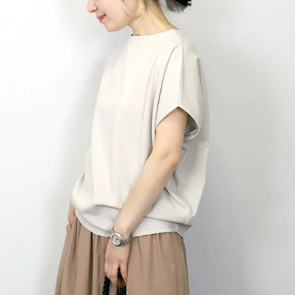 2026年新作日本夏用バットスリーブTシャツ レディース 小柄向け シンプル無地 ゆったりトップス