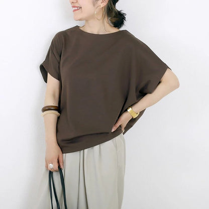 2026年新作日本夏用バットスリーブTシャツ レディース 小柄向け シンプル無地 ゆったりトップス