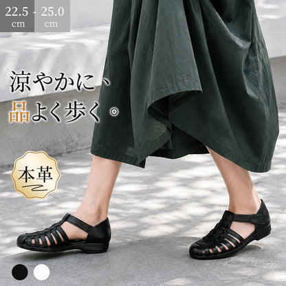 【幅広・外反母趾】グルカサンダル 本革 レディース 痛くない 歩きやすい 疲れにくい 柔らかい フラットサンダル ぺたんこ 軽量 ローヒール マジックテープ 脱ぎ履き簡単 カジュアル おしゃれ 蒸れない 夏サンダル 黒 ベージュ