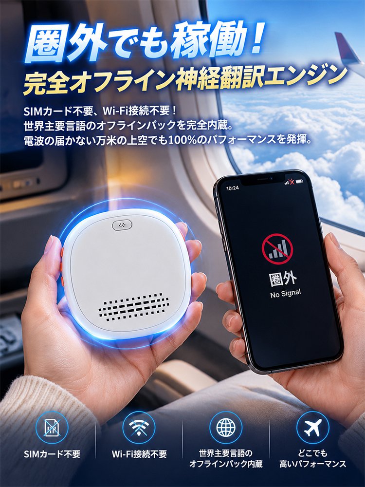 「海外旅行の必需品」AI同時通訳機能翻訳機