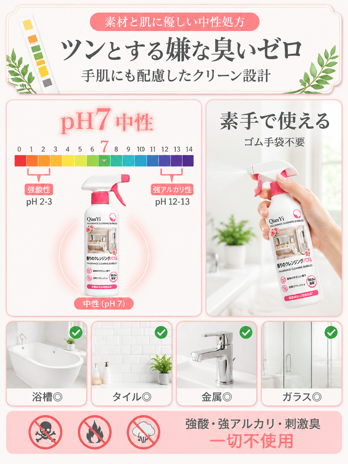 【カビ取り・除菌】香り付き泡クリーナー
