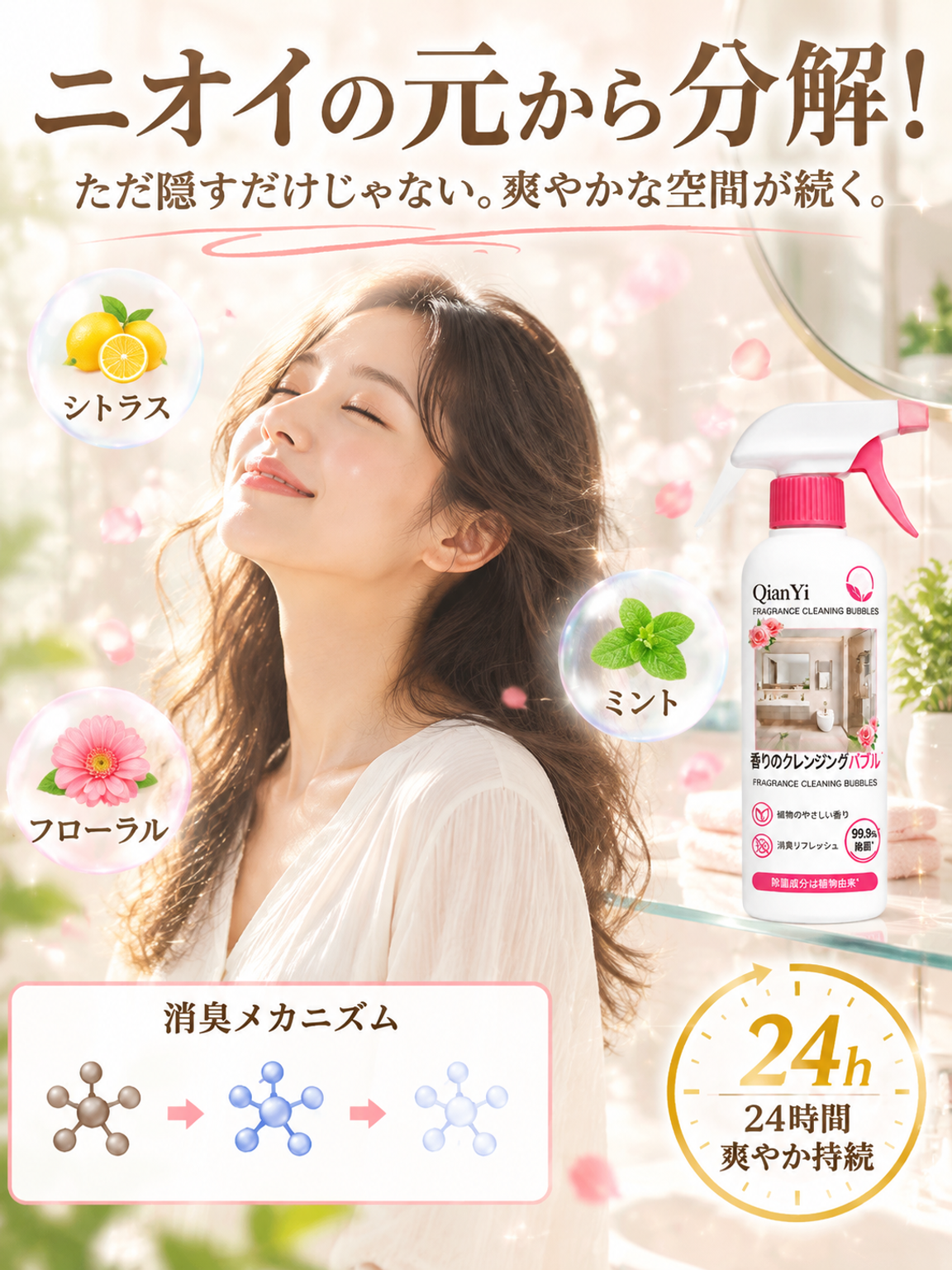 【カビ取り・除菌】香り付き泡クリーナー