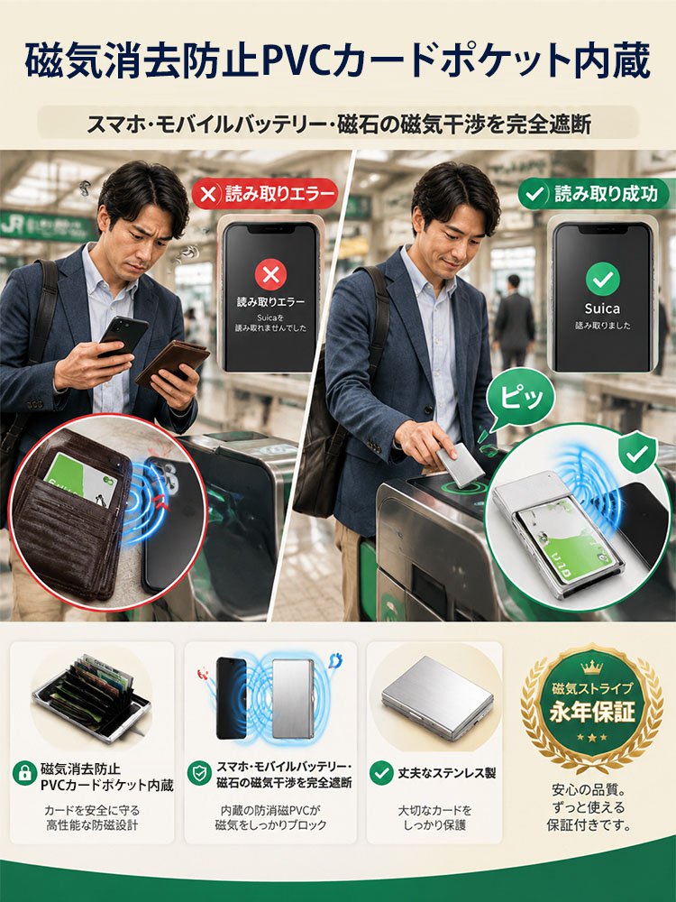 高耐久・スキミング防止・磁気消去防止カードケース
