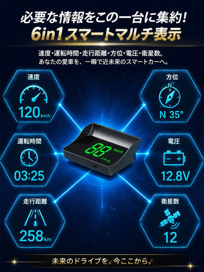 多機能GPS搭載HUDヘッドアップデジタルスピードメーター