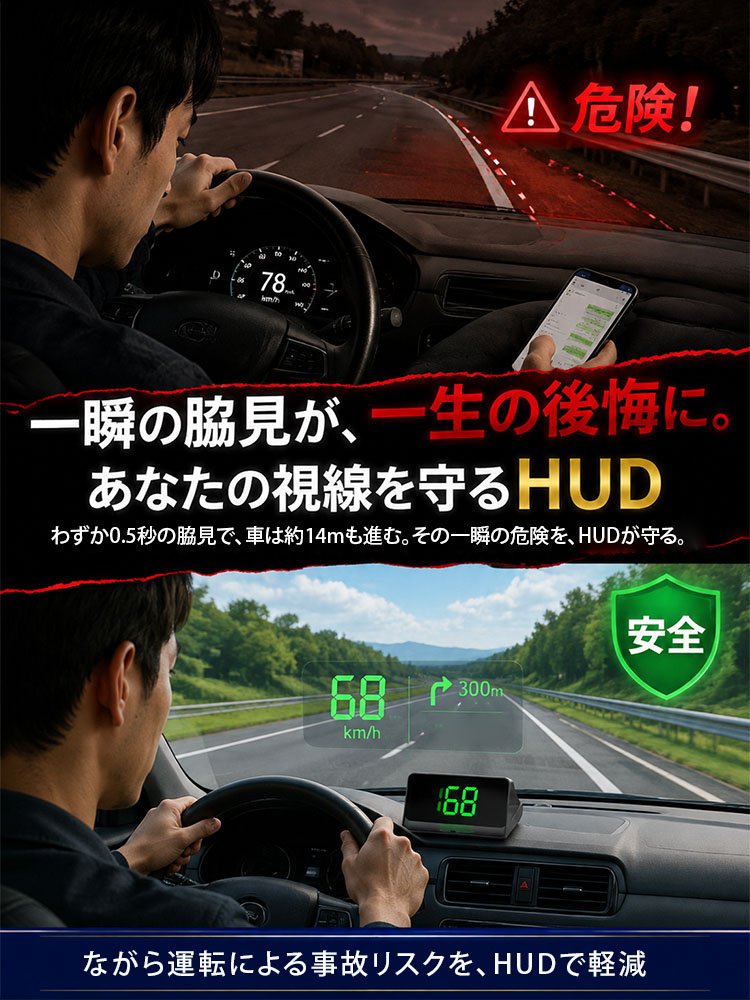 多機能GPS搭載HUDヘッドアップデジタルスピードメーター