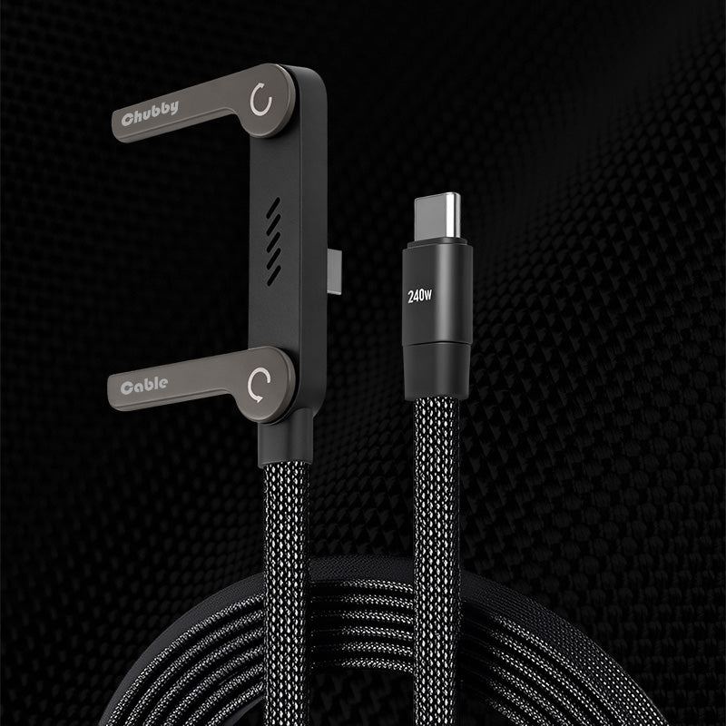 240W 編み込み急速充電ケーブル スマホスタンド内蔵