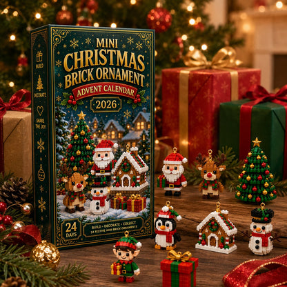 ⏳あと 1 日限定 49% OFF 🎄24 日間ミニクリスマスオーナメント アドベントカレンダー｜24 種類のユニークな組み立て式ホリデー飾り、吊りループ付き。クリスマスツリー、リース、ホリデーディスプレイに最適🧱