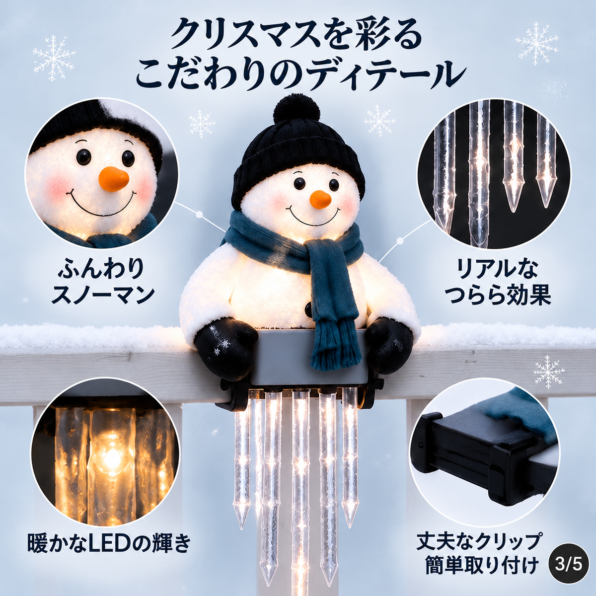 🔥本日限定 49% OFF - WinterGlow 雪だるま つららライトデコレーション