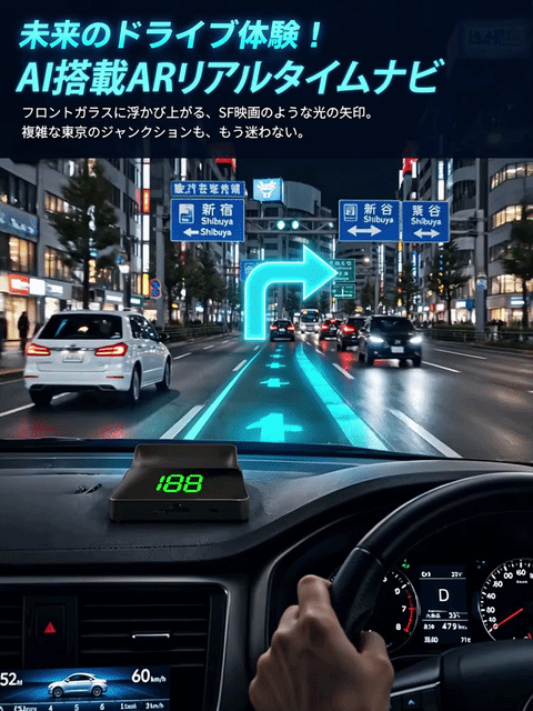 多機能GPS搭載HUDヘッドアップデジタルスピードメーター