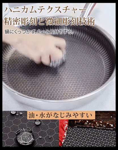 【越後·百年金物の傑作】ハニカム構造で焦げ付かないステンレスフライパン|SGマーク取得・有害物質ゼロ|熱伝導率7.5倍・光熱費節約・耐久20年✨